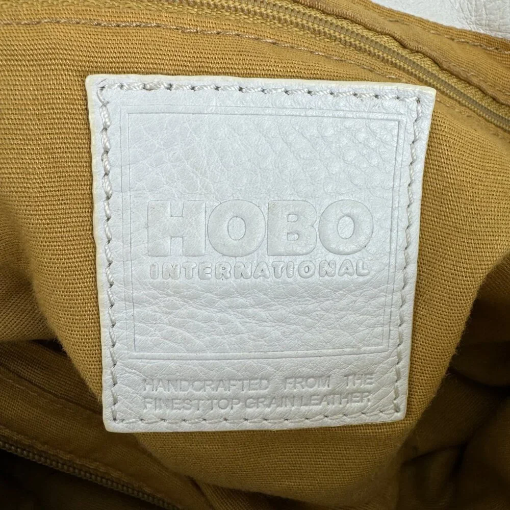 HOBO Cream Leather Hobo Shoulder Bag